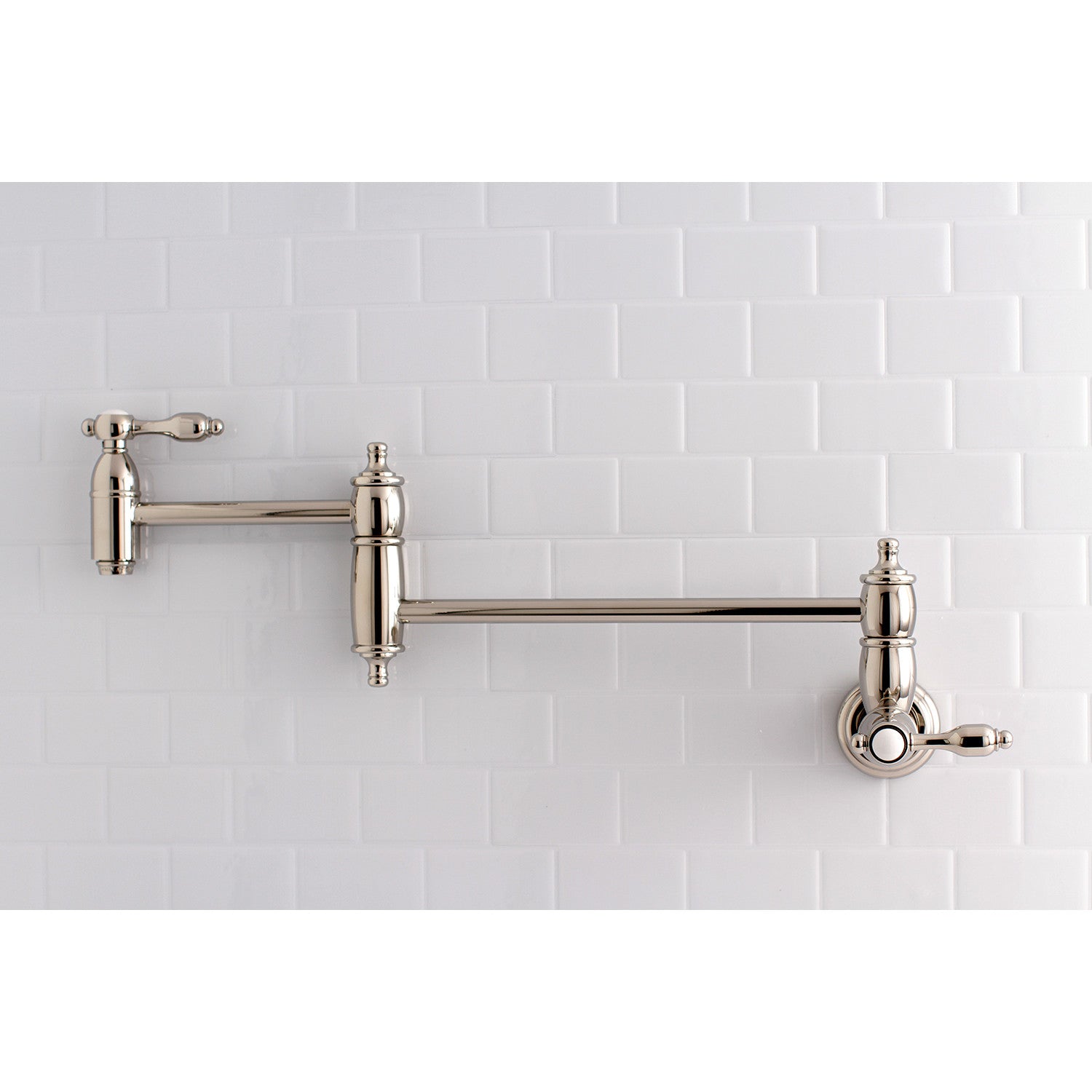 Kingston Heirloom KS3106TAL - Tudor Two-Handle 1-Hole Wall Mount Pot Filler Faucet, Polished Nickel — thumbnail 2